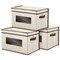 Juvale Stackable Fabric Storage Bins with Lids - 16.2 x 10 x 12 in Cream - Foldable Cardboard Bins With Handles & Front Window - Sturdy Stackable Storage Cubes for Closet & Dorm